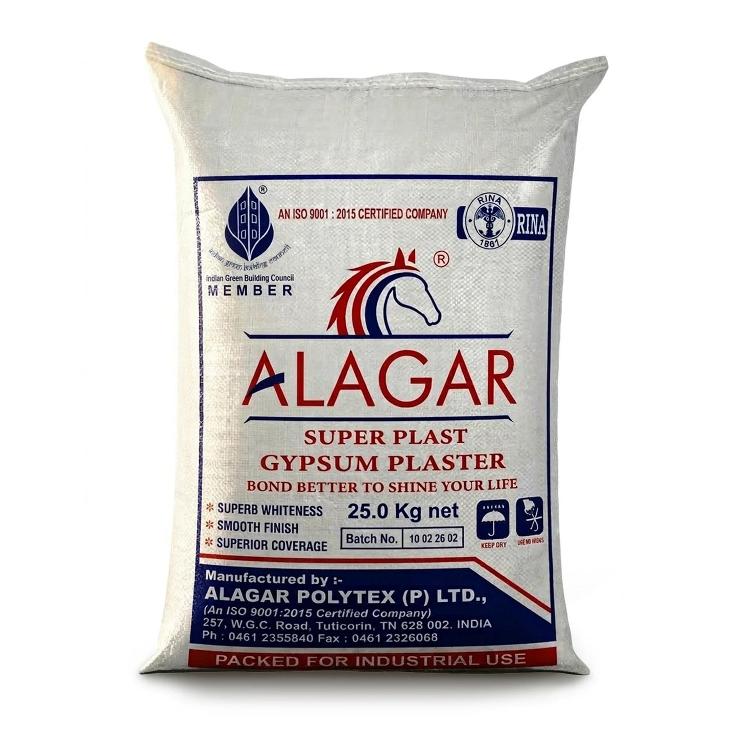 Alagar White Gypsum POP Powder, 25 Kg Bag
