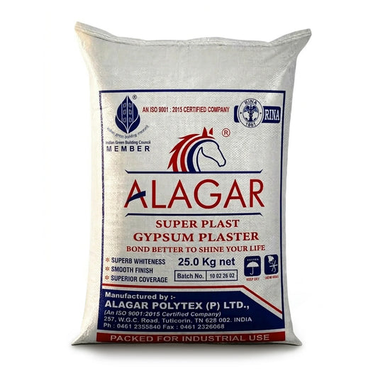 Alagar White Gypsum POP Powder, 25 Kg Bag