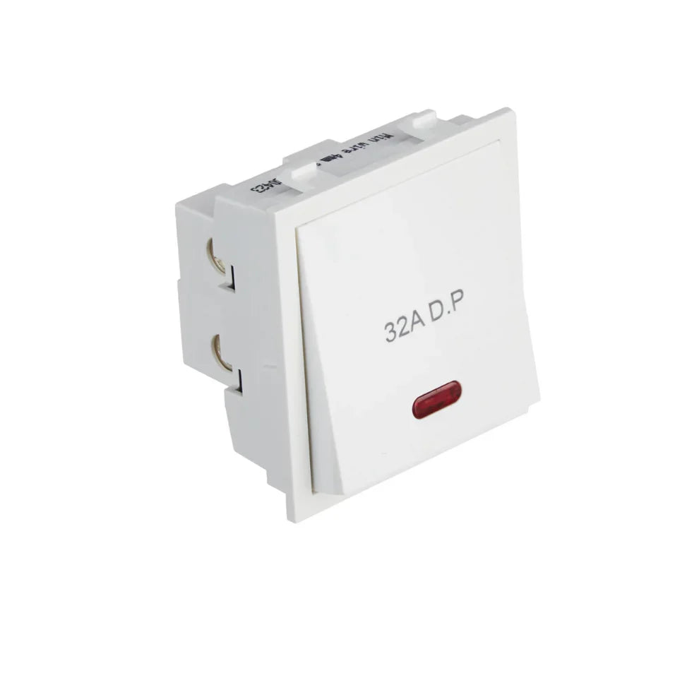 Anchor Roma 32A DP Power Switch with Indicator, 1 Way, White, 2 Module